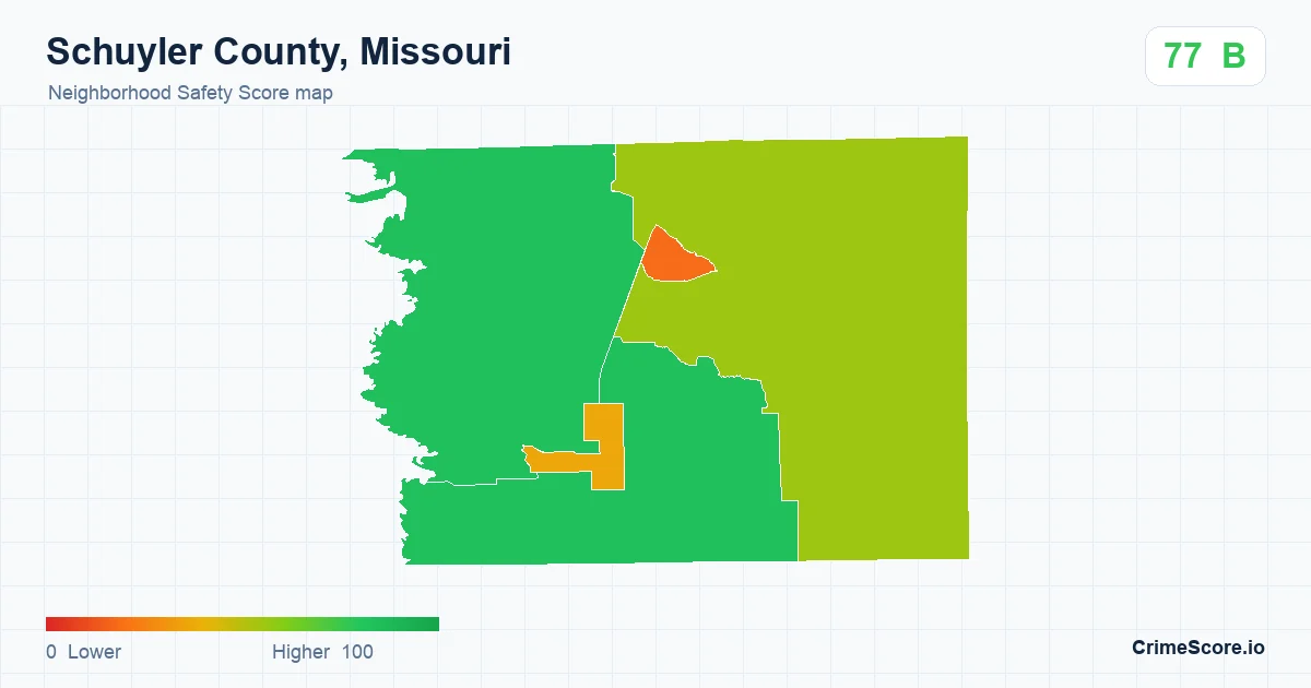 Schuyler County, Missouri neighborhood Safety Score map by Census block group