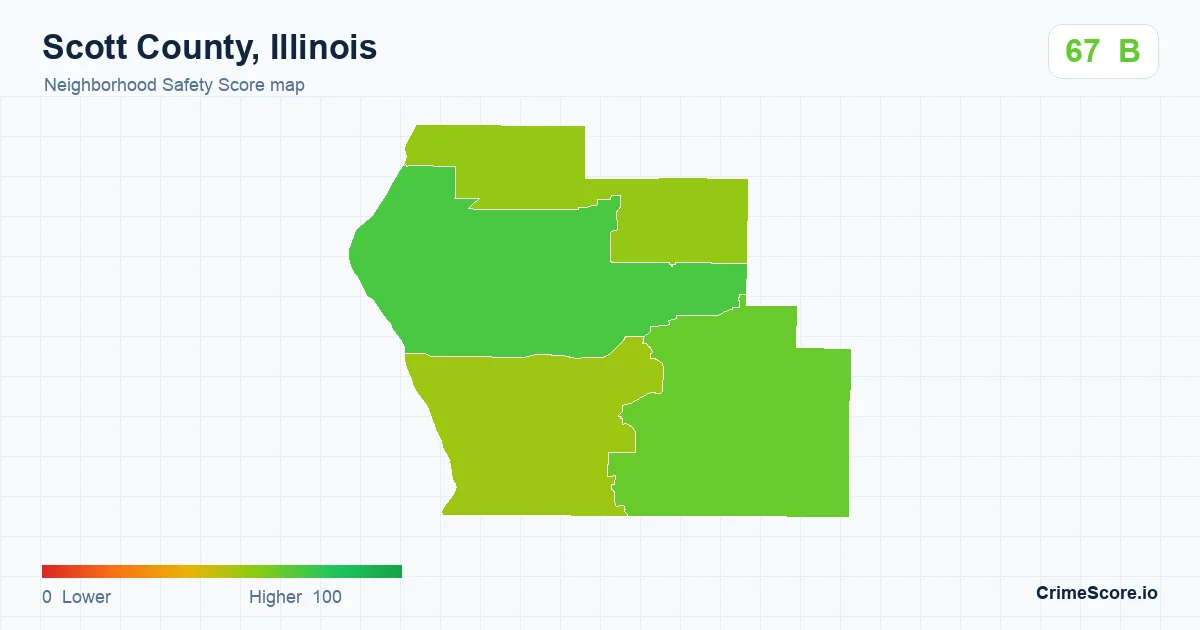 Scott County, Illinois neighborhood Safety Score map by Census block group