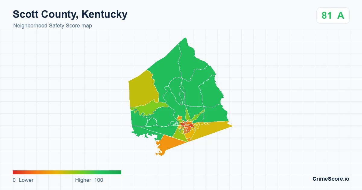Scott County, Kentucky neighborhood Safety Score map by Census block group