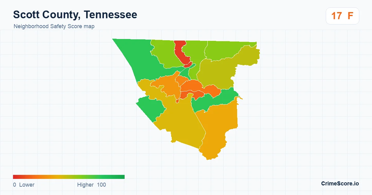 Scott County, Tennessee neighborhood Safety Score map by Census block group