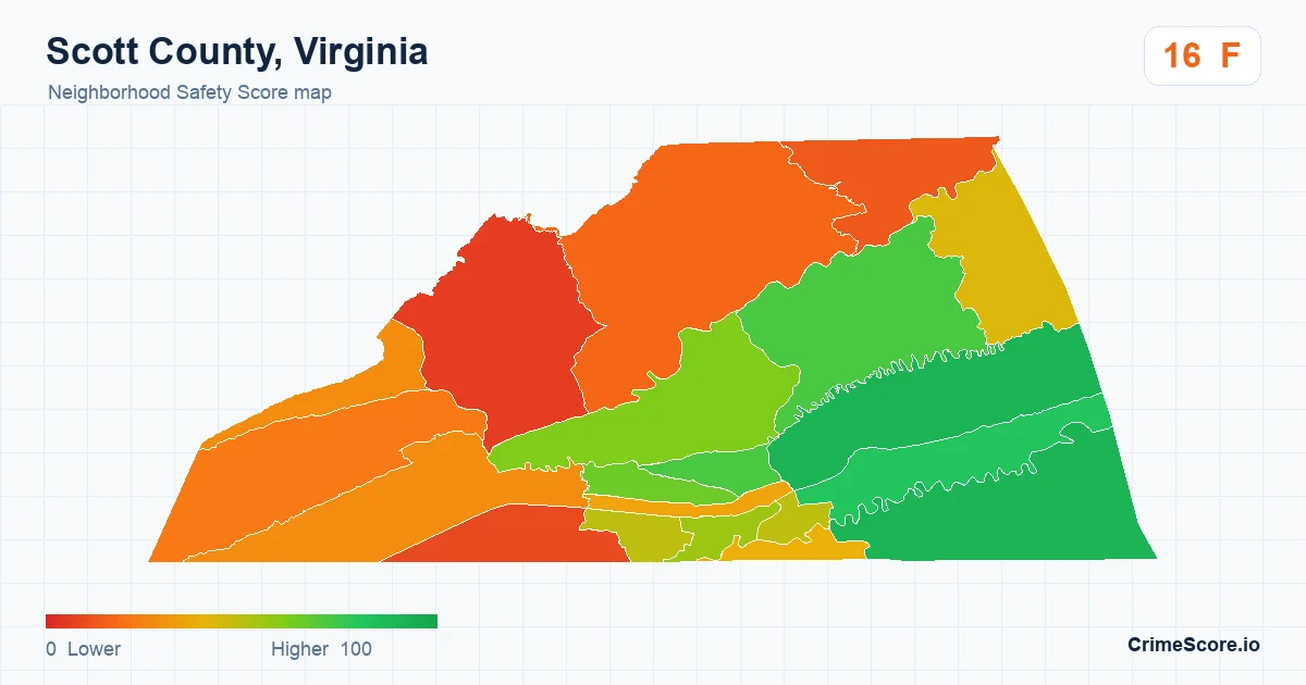 Scott County, Virginia neighborhood Safety Score map by Census block group