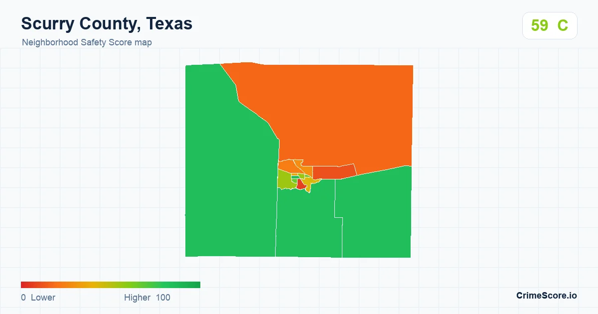 Scurry County, Texas neighborhood Safety Score map by Census block group