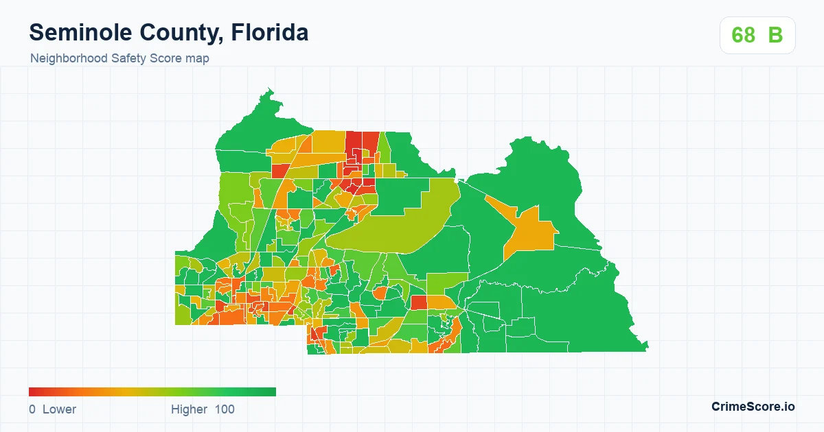 Seminole County, Florida neighborhood Safety Score map by Census block group