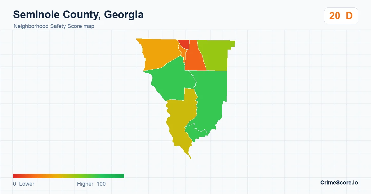 Seminole County, Georgia neighborhood Safety Score map by Census block group
