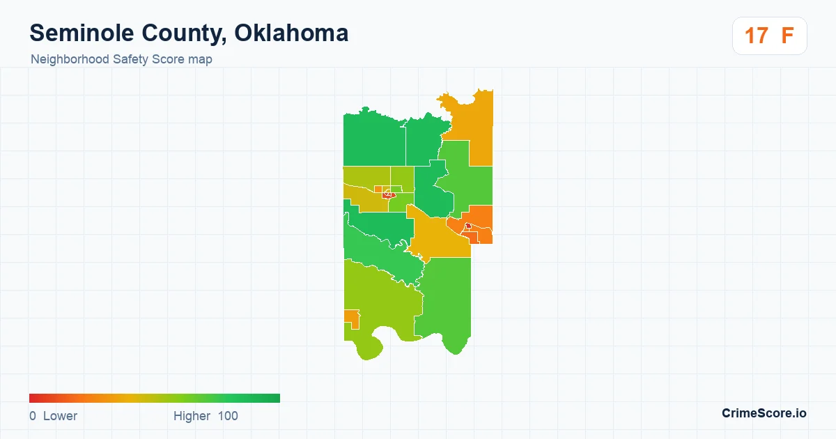 Seminole County, Oklahoma neighborhood Safety Score map by Census block group