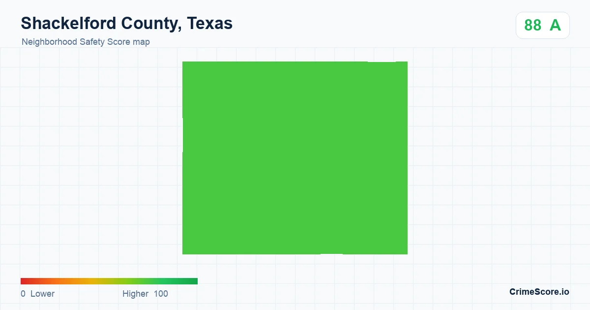 Shackelford County, Texas neighborhood Safety Score map by Census block group