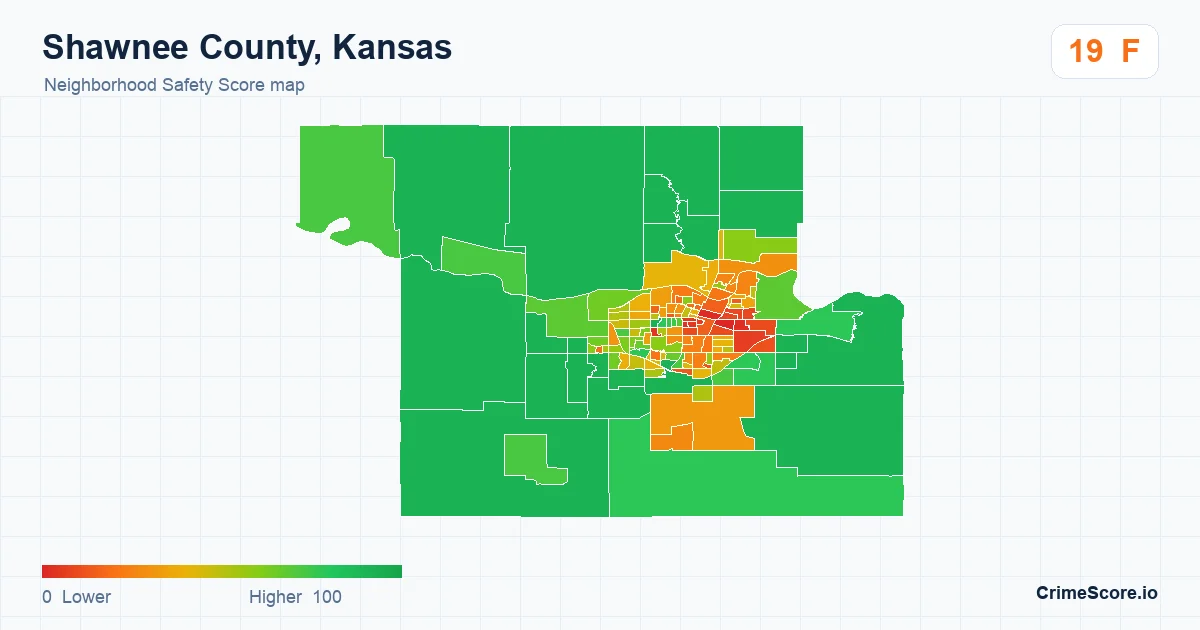 Shawnee County, Kansas neighborhood Safety Score map by Census block group
