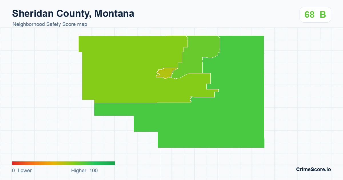 Sheridan County, Montana neighborhood Safety Score map by Census block group