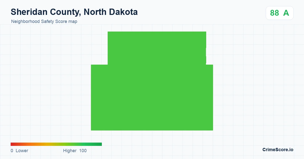 Sheridan County, North Dakota neighborhood Safety Score map by Census block group