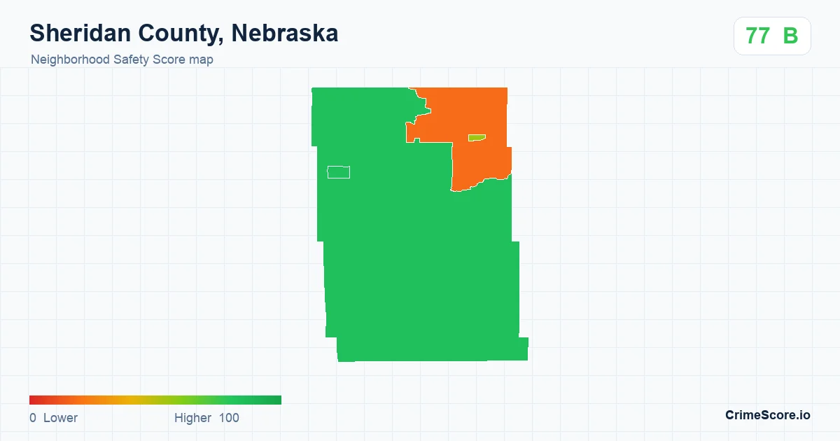Sheridan County, Nebraska neighborhood Safety Score map by Census block group