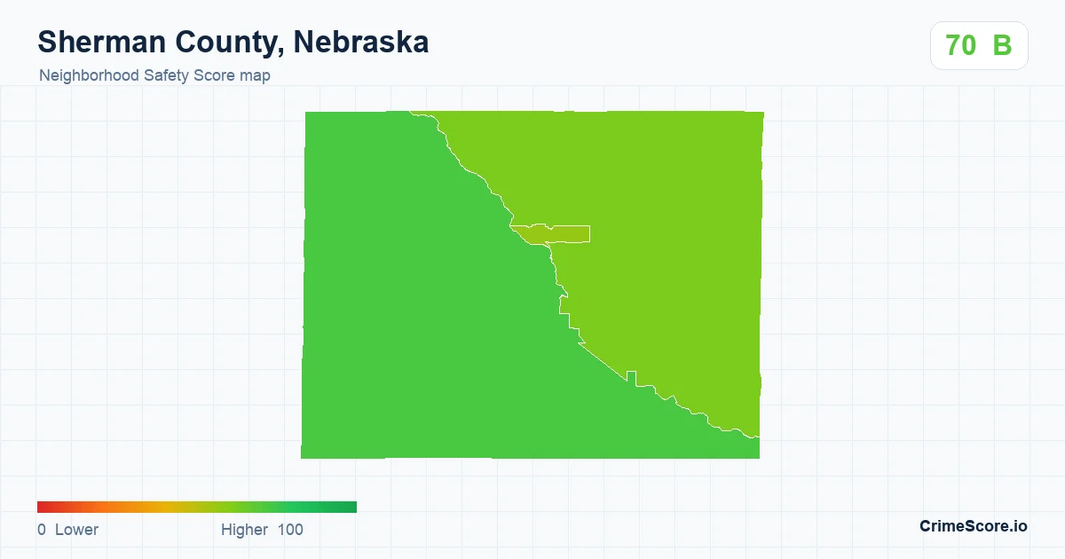 Sherman County, Nebraska neighborhood Safety Score map by Census block group