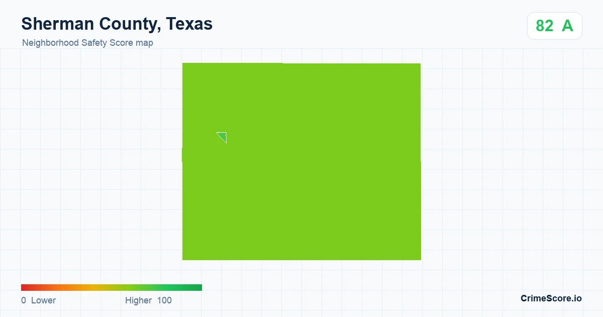 Sherman County, Texas neighborhood Safety Score map by Census block group