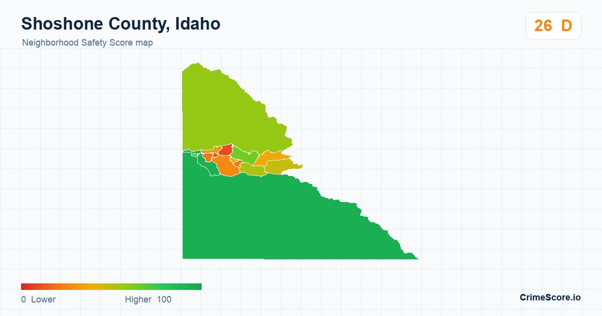 Shoshone County, Idaho neighborhood Safety Score map by Census block group