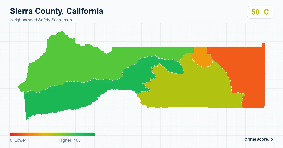 Sierra County, California neighborhood Safety Score map by Census block group