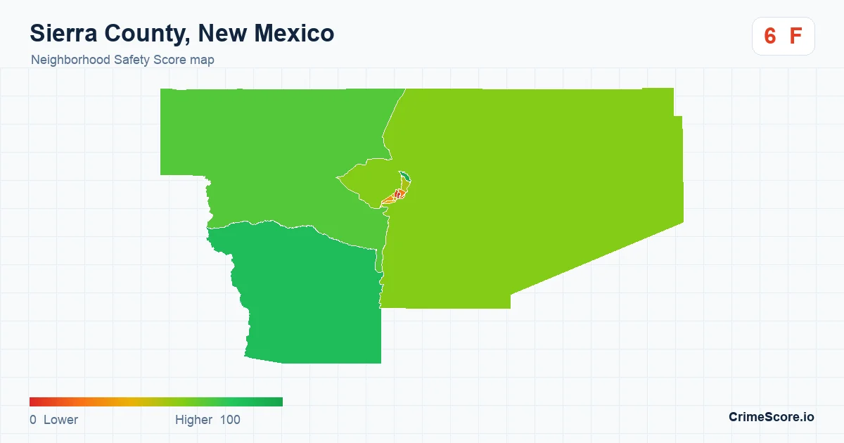 Sierra County, New Mexico neighborhood Safety Score map by Census block group