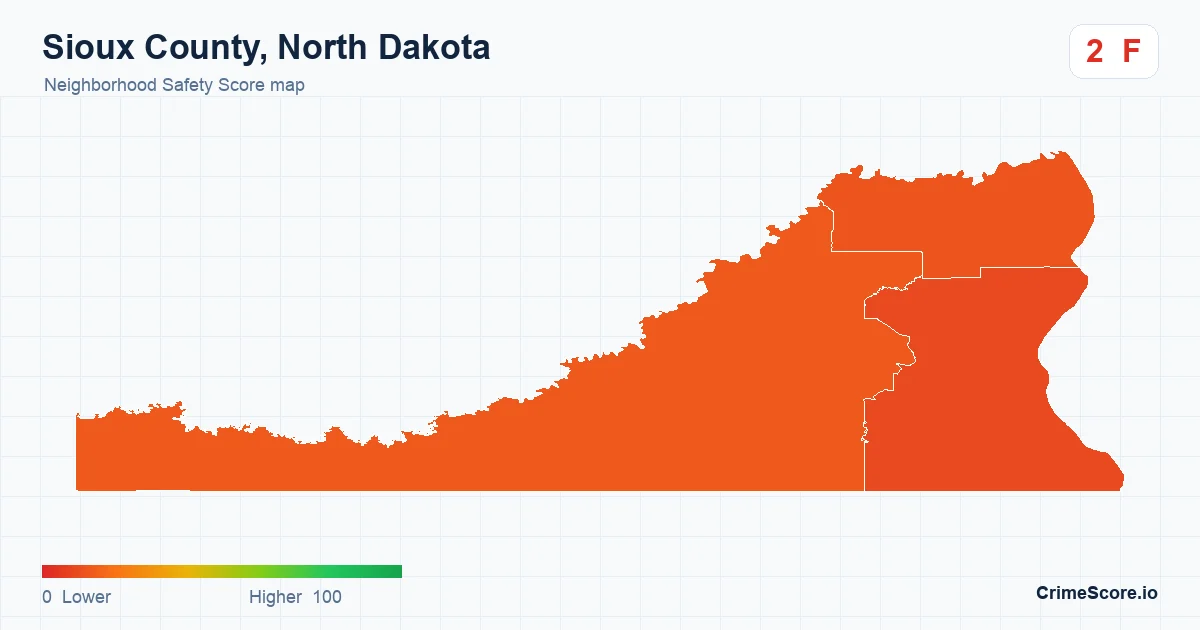 Sioux County, North Dakota neighborhood Safety Score map by Census block group