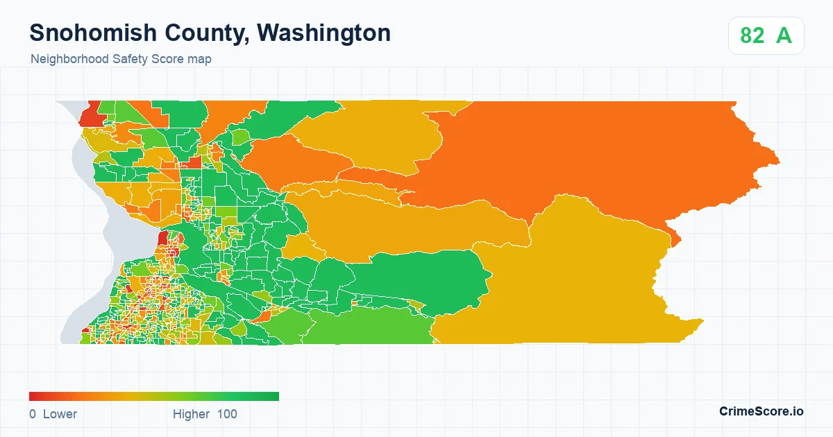 Snohomish County, Washington neighborhood Safety Score map by Census block group