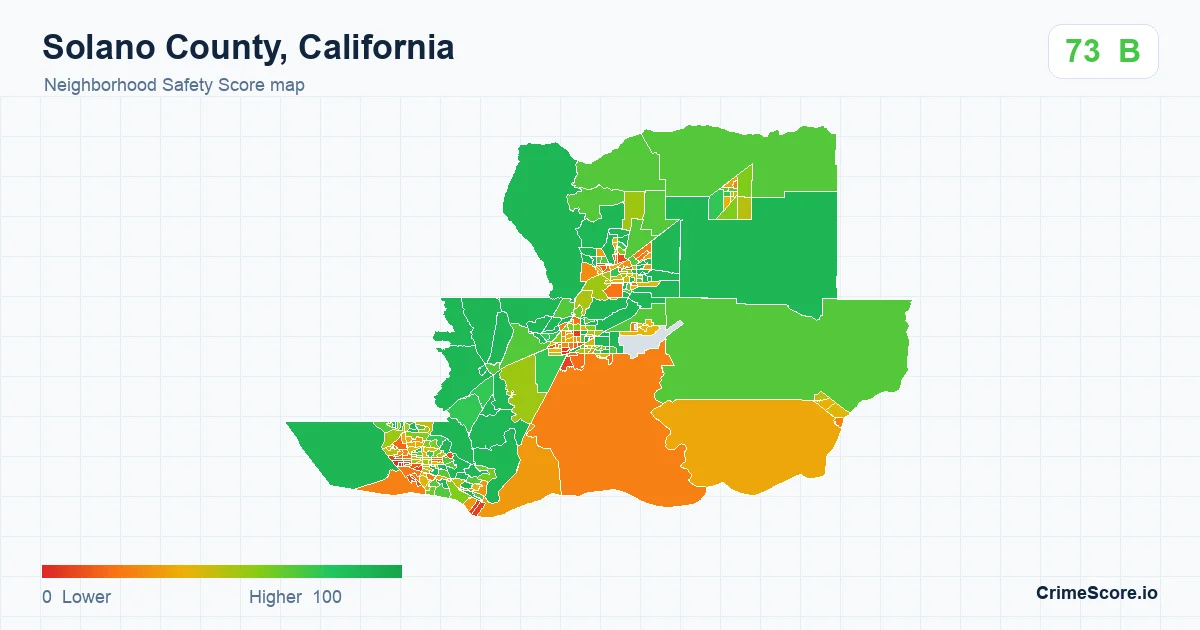 Solano County, California neighborhood Safety Score map by Census block group