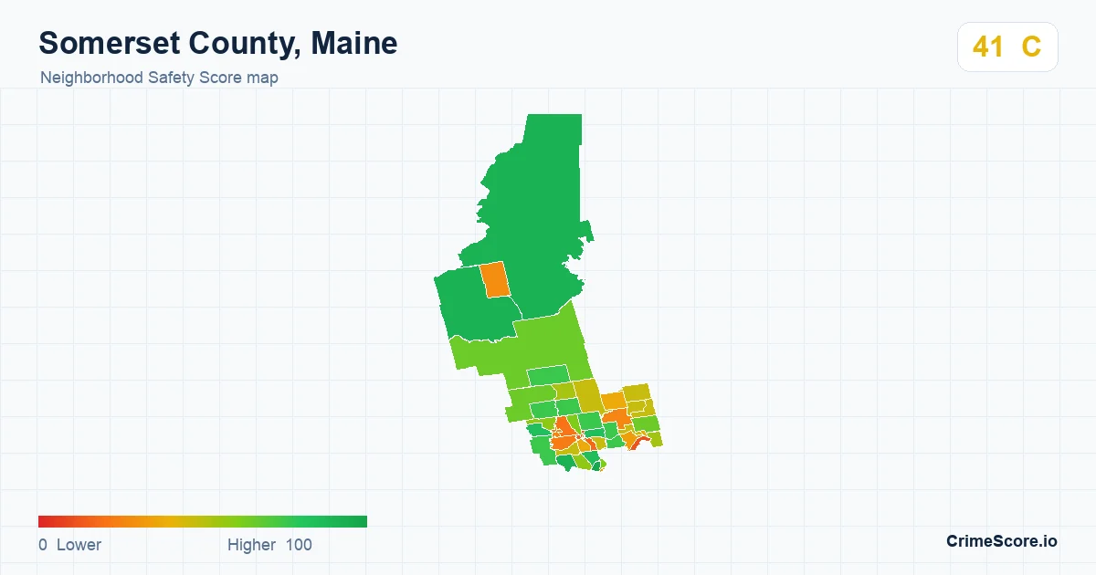 Somerset County, Maine neighborhood Safety Score map by Census block group