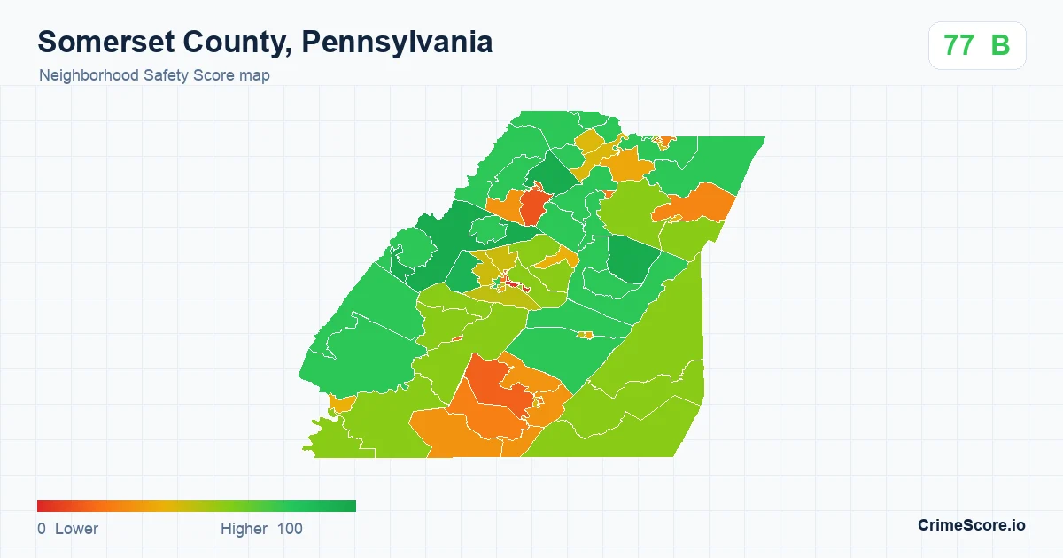 Somerset County, Pennsylvania neighborhood Safety Score map by Census block group