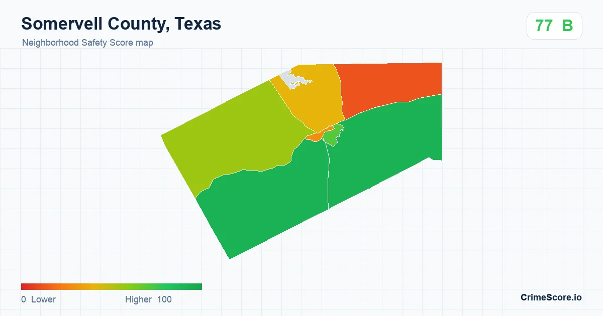 Somervell County, Texas neighborhood Safety Score map by Census block group