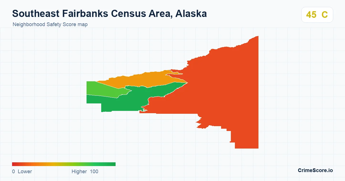Southeast Fairbanks Census Area, Alaska neighborhood Safety Score map by Census block group