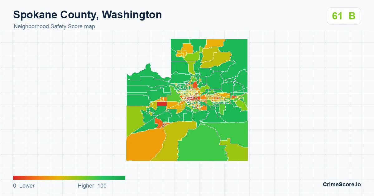 Spokane County, Washington neighborhood Safety Score map by Census block group