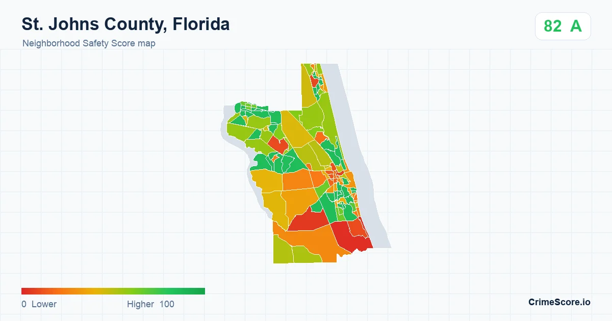 St. Johns County, Florida neighborhood Safety Score map by Census block group