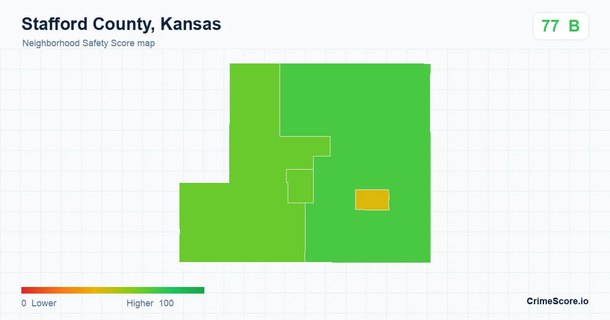 Stafford County, Kansas neighborhood Safety Score map by Census block group