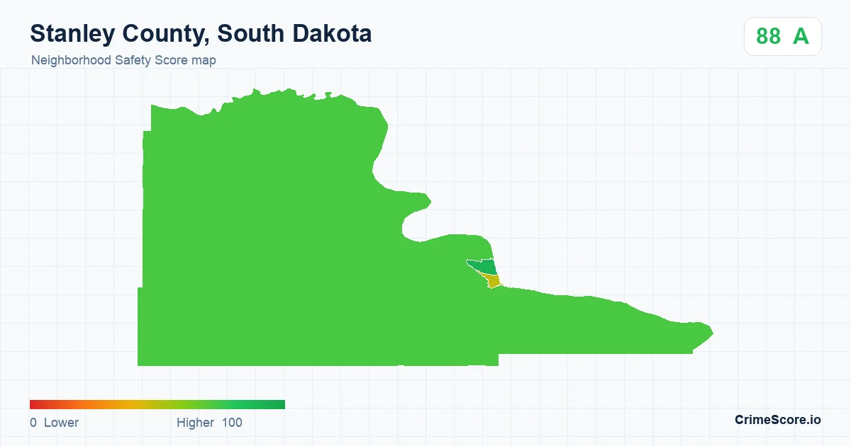 Stanley County, South Dakota neighborhood Safety Score map by Census block group