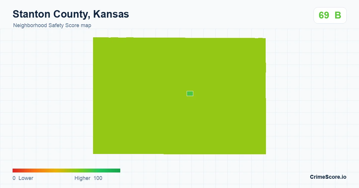 Stanton County, Kansas neighborhood Safety Score map by Census block group