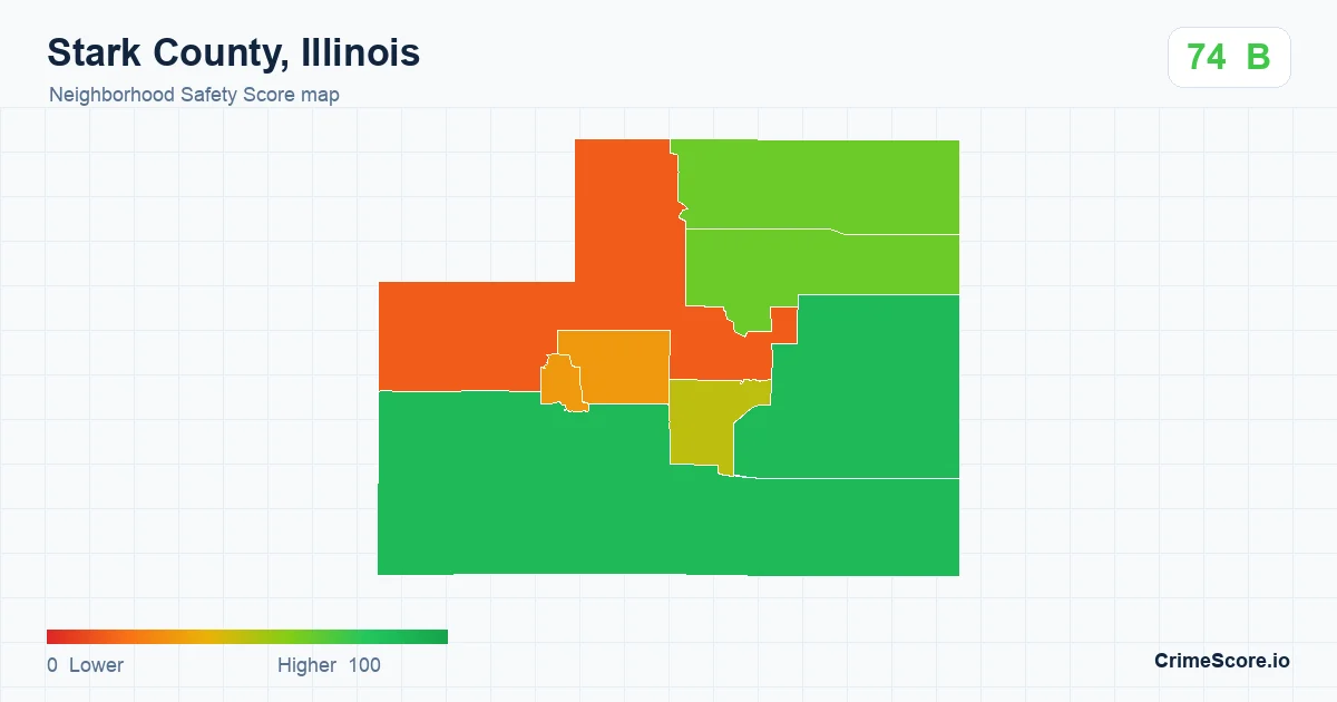 Stark County, Illinois neighborhood Safety Score map by Census block group