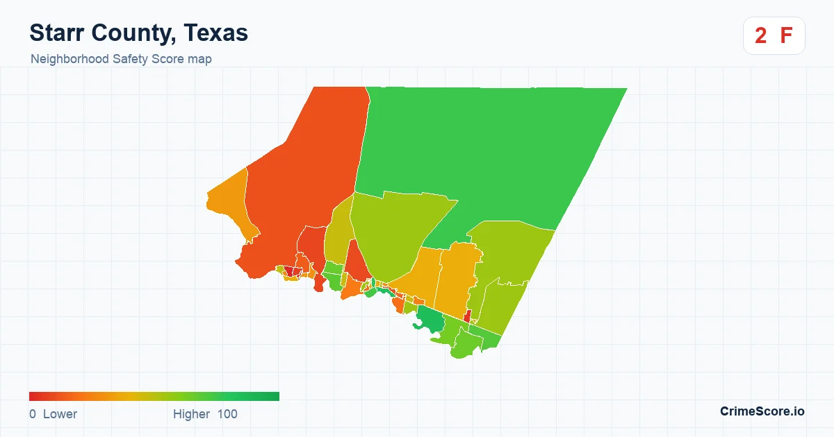 Starr County, Texas neighborhood Safety Score map by Census block group