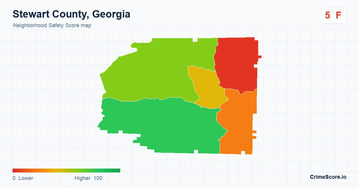 Stewart County, Georgia neighborhood Safety Score map by Census block group