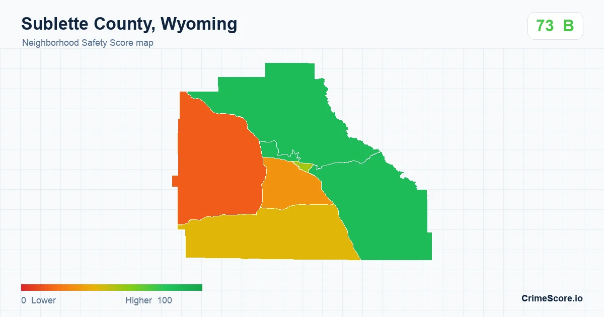 Sublette County, Wyoming neighborhood Safety Score map by Census block group