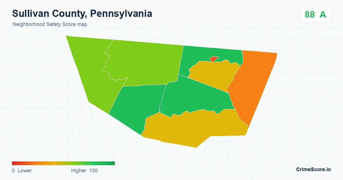 Sullivan County, Pennsylvania neighborhood Safety Score map by Census block group