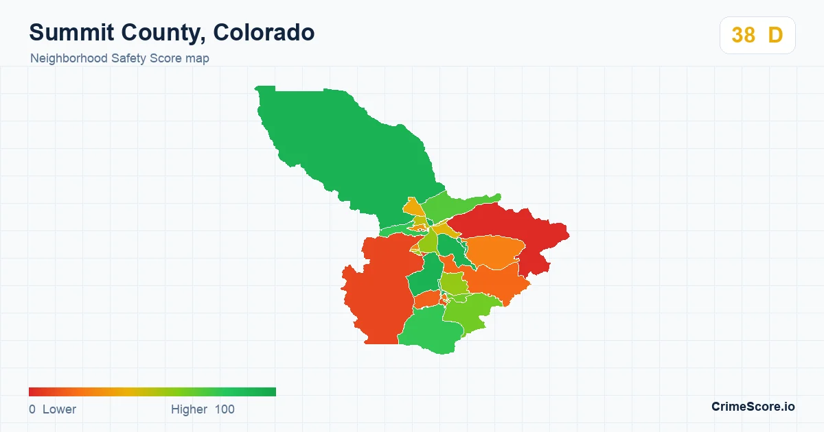 Summit County, Colorado neighborhood Safety Score map by Census block group
