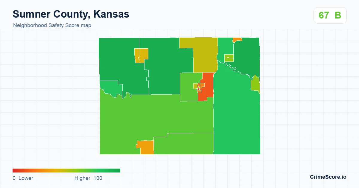 Sumner County, Kansas neighborhood Safety Score map by Census block group