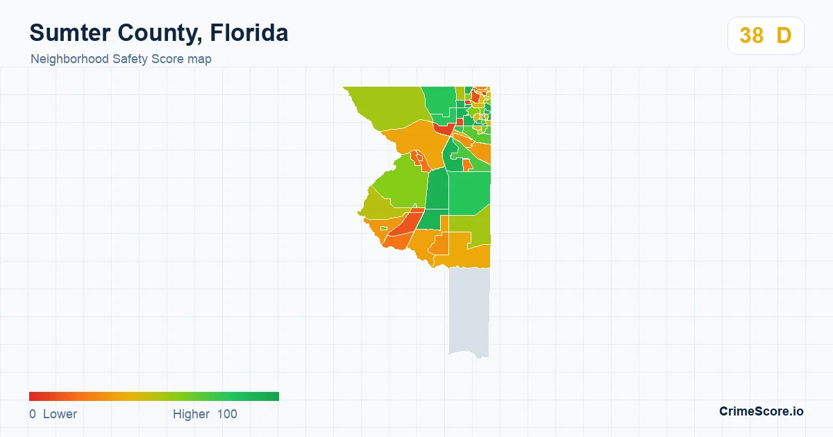 Sumter County, Florida neighborhood Safety Score map by Census block group