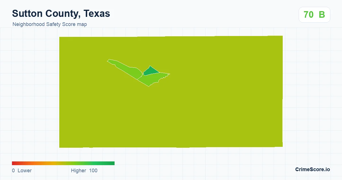 Sutton County, Texas neighborhood Safety Score map by Census block group