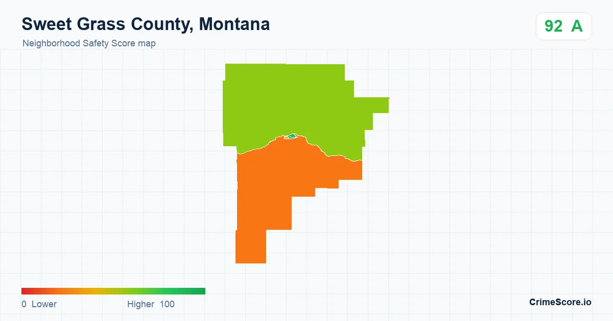 Sweet Grass County, Montana neighborhood Safety Score map by Census block group