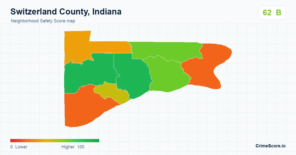 Switzerland County, Indiana neighborhood Safety Score map by Census block group