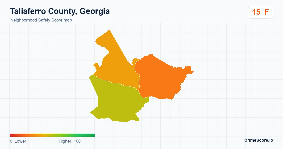 Taliaferro County, Georgia neighborhood Safety Score map by Census block group