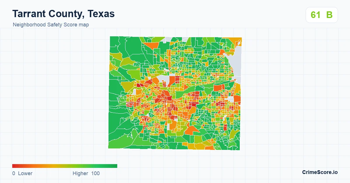Tarrant County, Texas neighborhood Safety Score map by Census block group