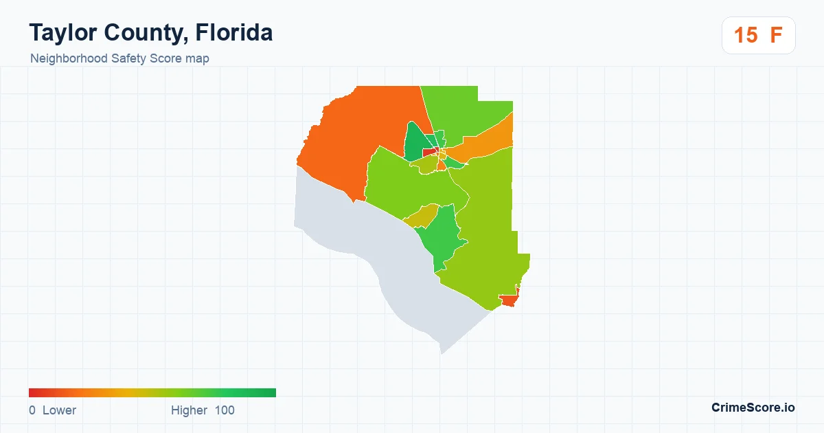 Taylor County, Florida neighborhood Safety Score map by Census block group