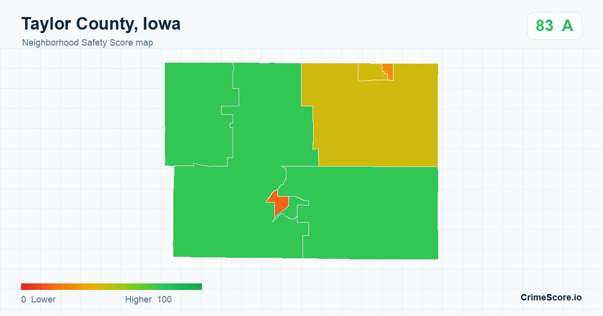 Taylor County, Iowa neighborhood Safety Score map by Census block group