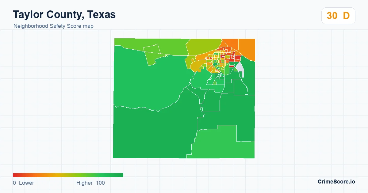 Taylor County, Texas neighborhood Safety Score map by Census block group