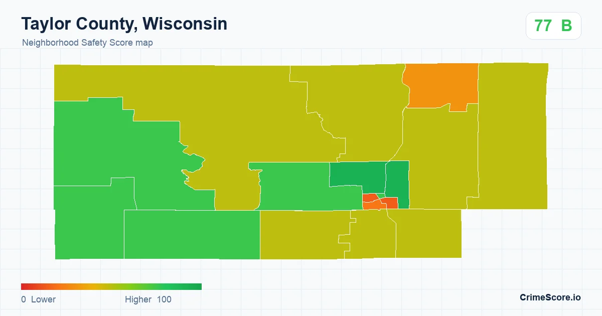 Taylor County, Wisconsin neighborhood Safety Score map by Census block group