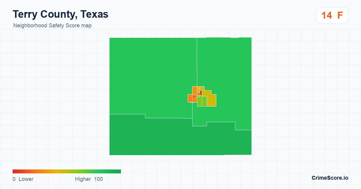 Terry County, Texas neighborhood Safety Score map by Census block group
