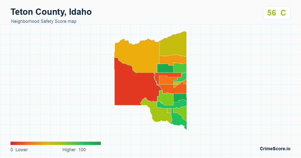 Teton County, Idaho neighborhood Safety Score map by Census block group